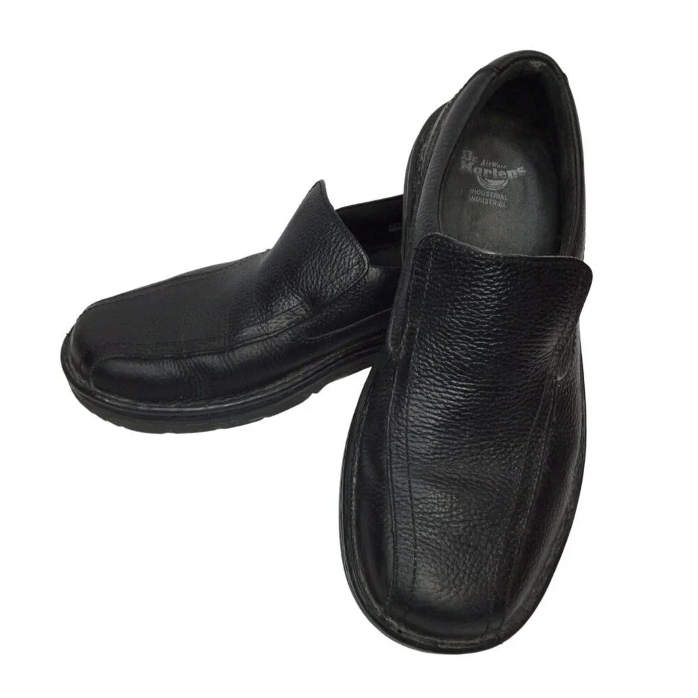 Dr Martens Norfolk Black Leather Slip On Work Shoes Size 9 Air Wair Industrial